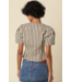Selina Stripe Puff Sleeve- Natural/Brown