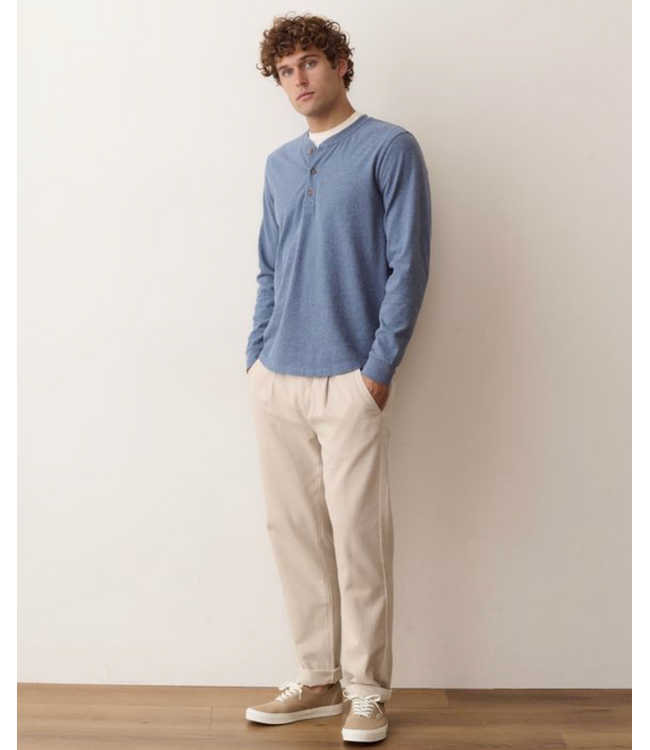 Luxe Jersey Henley- Collegiate Blue Heather