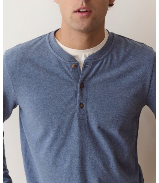 Luxe Jersey Henley- Collegiate Blue Heather