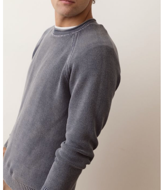 Garment Dye Roll Neck Sweater- Mood Indigo