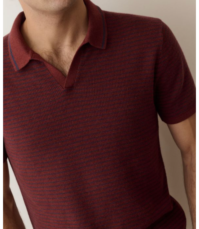 Liam Sweater Polo- Red/Navy Stripe