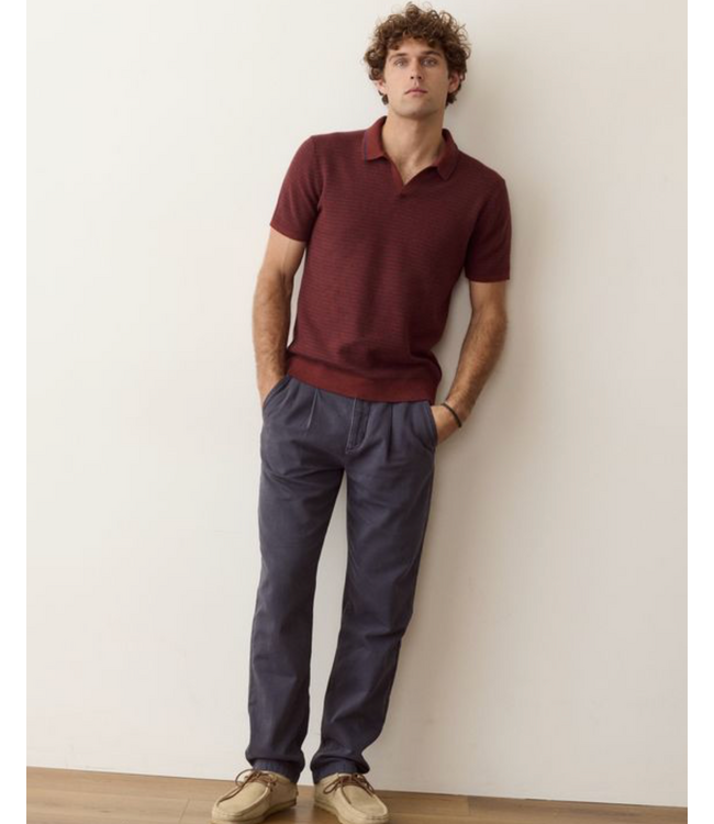 Liam Sweater Polo- Red/Navy Stripe