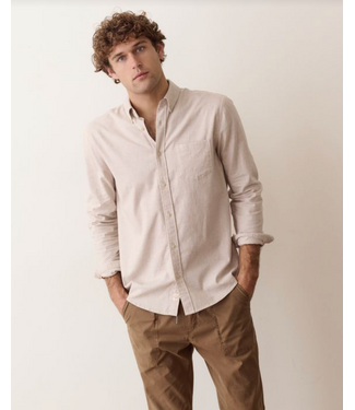 Marine Layer California Oxford Shirt- Taupe Houndstooth