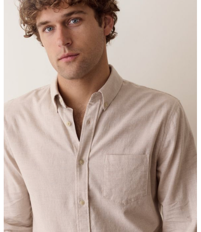 California Oxford Shirt- Taupe Houndstooth