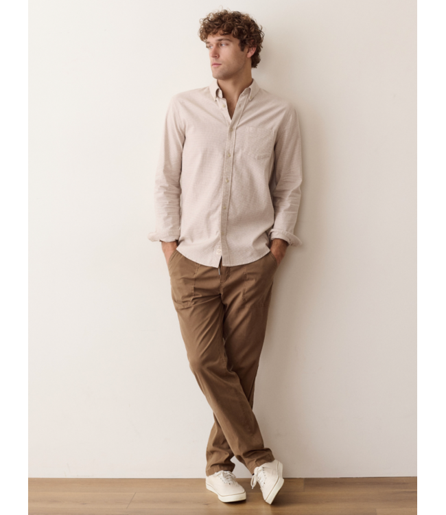 California Oxford Shirt- Taupe Houndstooth