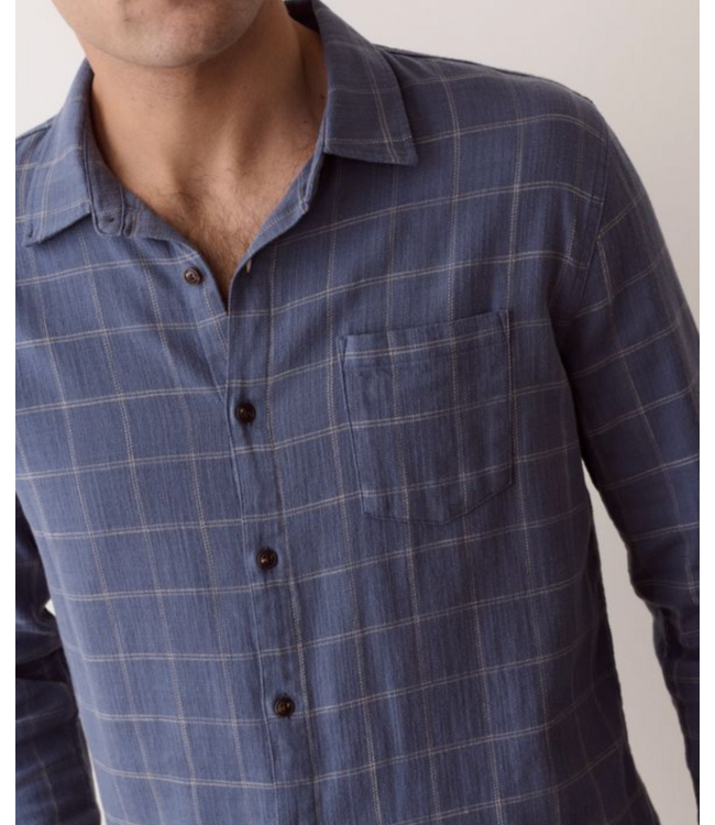 Classic Stretch Selvage Shirt- Navy Windowpane