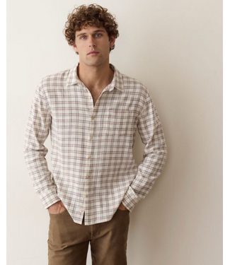 Marine Layer Classic Stretch Selvage Shirt- White/Navy Check