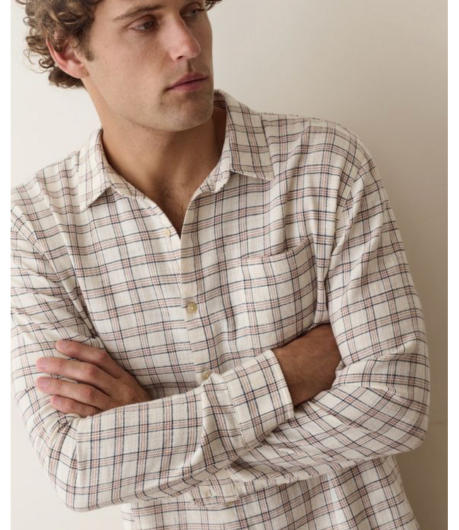 Classic Stretch Selvage Shirt- White/Navy Check