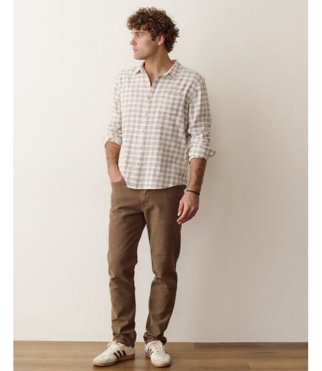 Classic Stretch Selvage Shirt- White/Navy Check