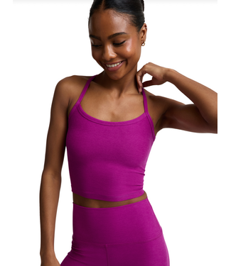 Beyond Yoga Spacedye Slim Racerback Cropped Tank- Berry Bliss Heather