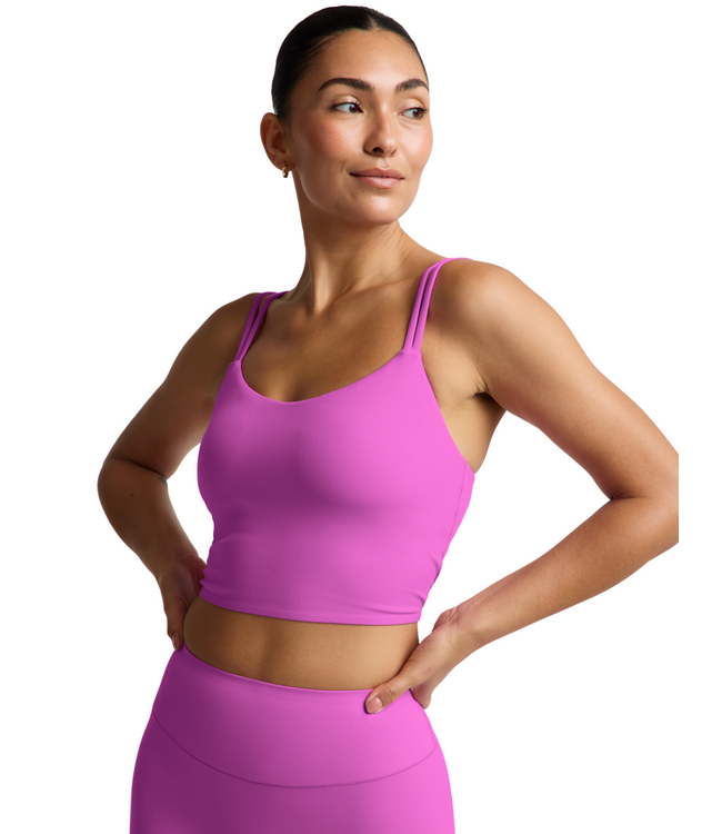 Glowzone Strappy Cropped Tank- Electric Fuchsia