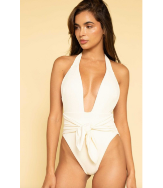 Montce Swim Rib Tropez Tie-Up One Piece- Cream