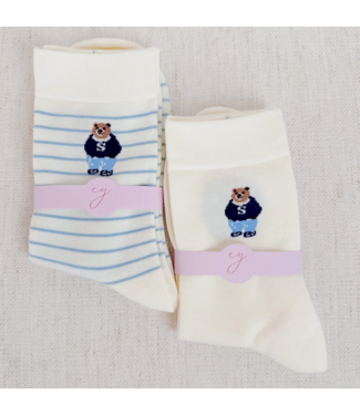 Preppy Bear Socks Set- White