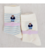 Preppy Bear Socks- White/Blue Stripe