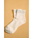Soft White Ankle Socks with Pastel Stripe- Cream/Grey