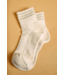 Soft White Ankle Socks with Pastel Stripe- Cream/Sage