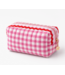 Color Wave Gingham Cosmetic Case- Pink