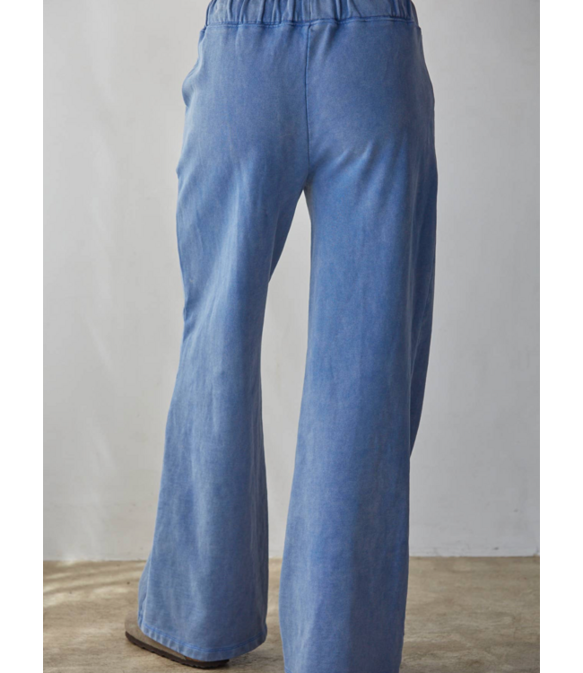 Cotton Wide Leg Pants- Light Denim