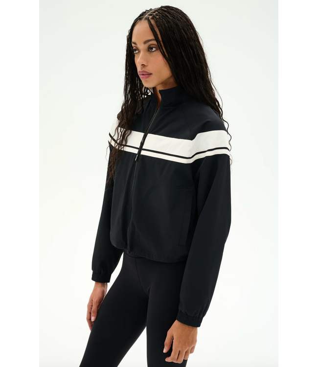 Morrison Nylon Twill Track Jacket- Black/Creme