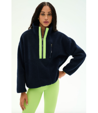 Splits59 Reese Sherpa Half Zip Pullover- Indigo/Limeade