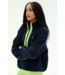Reese Sherpa Half Zip Pullover- Indigo/Limeade