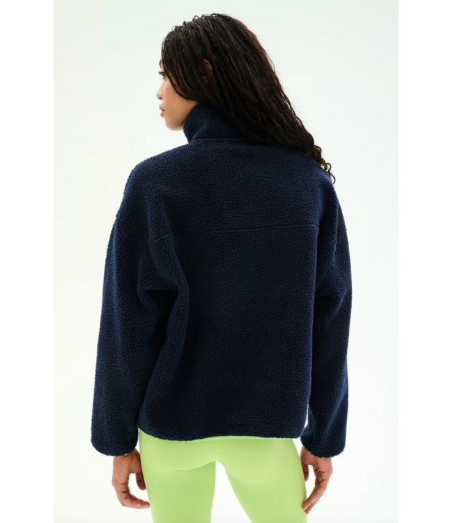 Reese Sherpa Half Zip Pullover- Indigo/Limeade