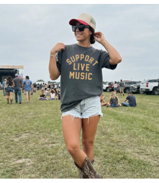 Support Live Music Graphic Tee- Charcoal