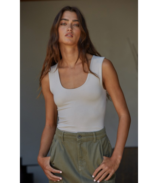 Seamless Double Layer Tank- Misty Grey