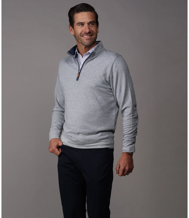 Heather Cloud Cotton Quarter Zip- Light Grey