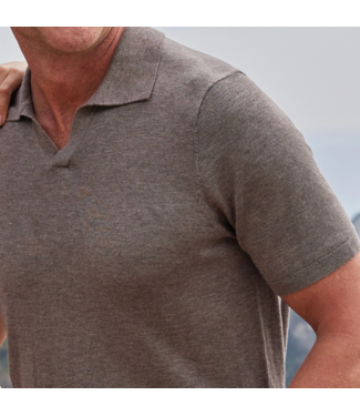 Collars & Co. Ravello Summer Weight Linen Blend Polo- Brown