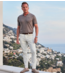 Ravello Summer Weight Linen Blend Polo- Brown