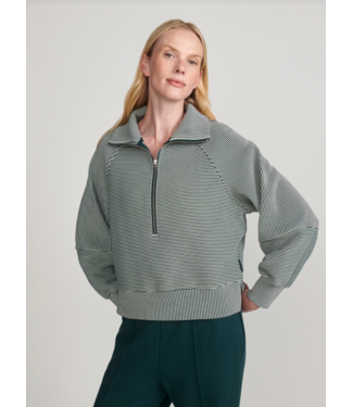 Varley Milano Half Zip Sweat 2.0- Ponderosa Pine/Pristine
