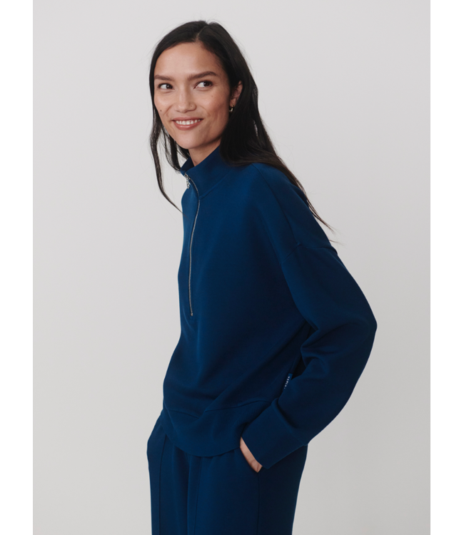 Mavis Mock Neck Sweat- Sea Blue