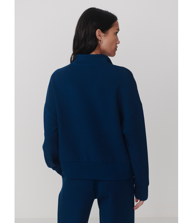 Mavis Mock Neck Sweat- Sea Blue