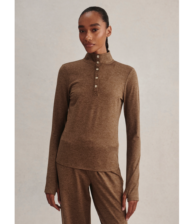Nathaniel Long Sleeve Top- Teak Olive Marl
