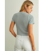 Button Up Knitted Short Sleeve- Aqua Grey