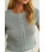 Button Up Knitted Short Sleeve- Aqua Grey