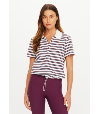 The Upside Sophie Cropped Polo Shirt- Stripe