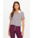 Sophie Cropped Polo Shirt- Stripe