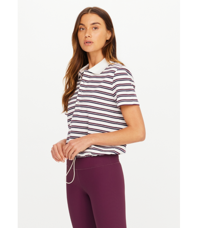 Sophie Cropped Polo Shirt- Stripe