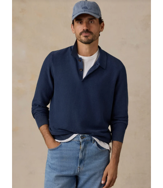 Faherty Brand LT WT Sunwashed Sweater Polo- Blue Nights