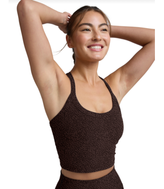 Beyond Yoga Softmark On The Up Cropped Tank- Cocoa Plum Leopard