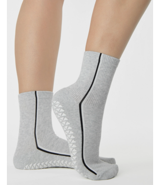 Race Ankle Grip Sock- Heather Grey
