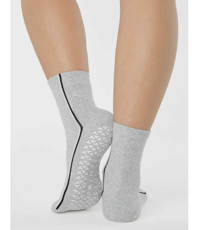 Race Ankle Grip Sock- Heather Grey