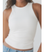 Ribbed High Neck Brami- White