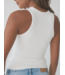 Ribbed High Neck Brami- White