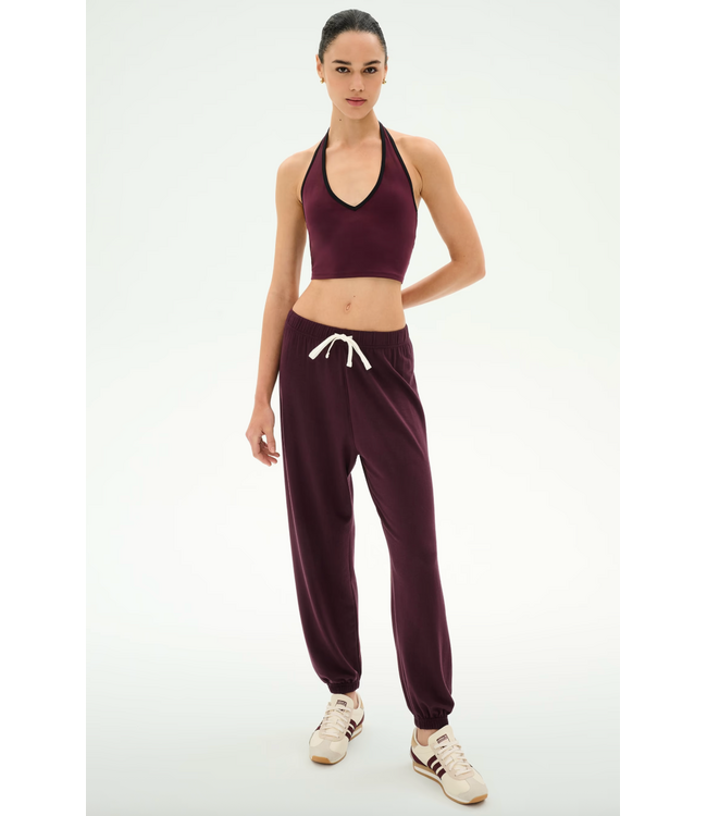 Andie Oversized Fleece Sweatpant- Dark Cherry