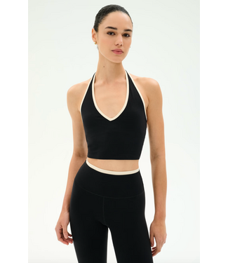 Splits59 Rory Airweight Halter Bralette- Black/Creme