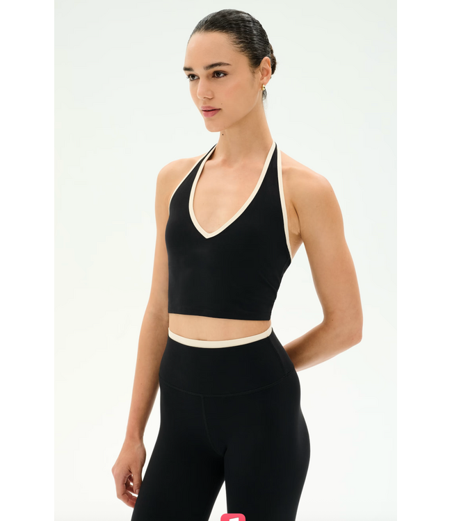 Rory Airweight Halter Bralette- Black/Creme