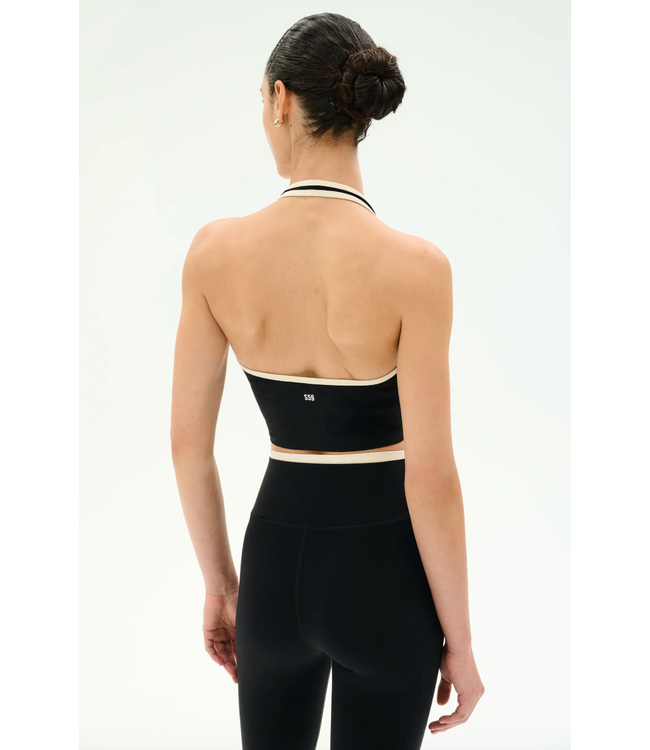 Rory Airweight Halter Bralette- Black/Creme